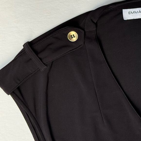 Militaristic Front Zip Sleeveless Elastic Waist Epaulets Jumpsuit Women M Black - Picture 6 of 9